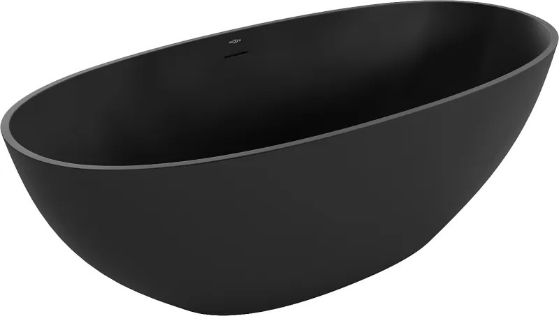 Mexen Bari vasca da bagno autoportante in conglomerato 165 x 75 cm, nero opaco - 57221657570