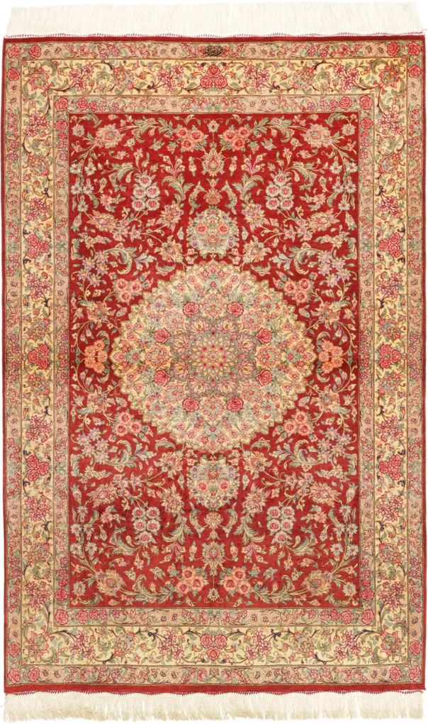 Ghom Tappeto persiano 100x150 Rosso (Iran) Annodato A Mano