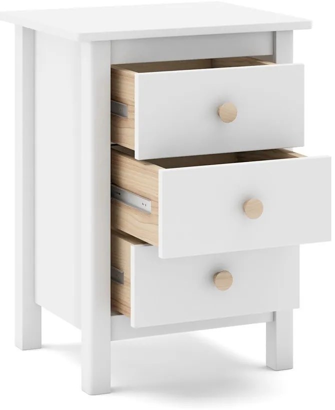 Comodino bianco per bambini in legno di pino Max - Marckeric
