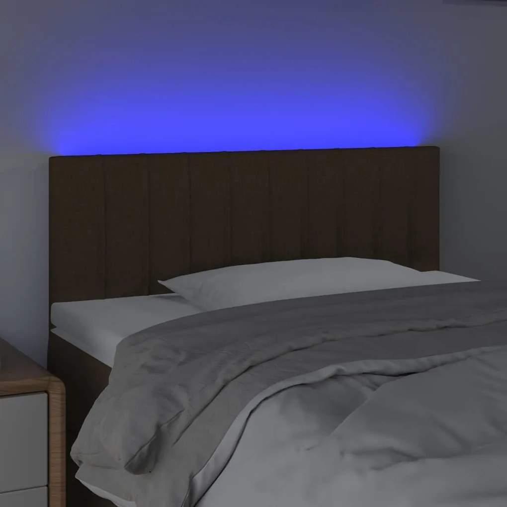 Testiera a led marrone scuro 100x5x78/88 cm in tessuto