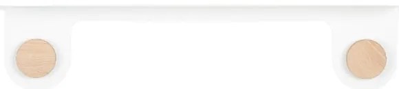 Mensola da parete in acciaio bianco con dettaglio in legno di quercia con 2 ganci , lunghezza 60 cm Hook - Gazzda