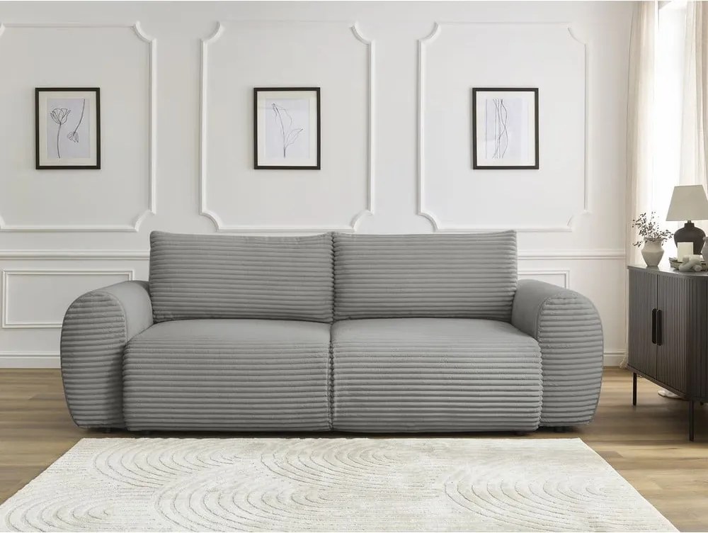 Divano in grigio scuro allungabile con rivestimento in velluto a coste 257 cm Lucien – Bobochic Paris