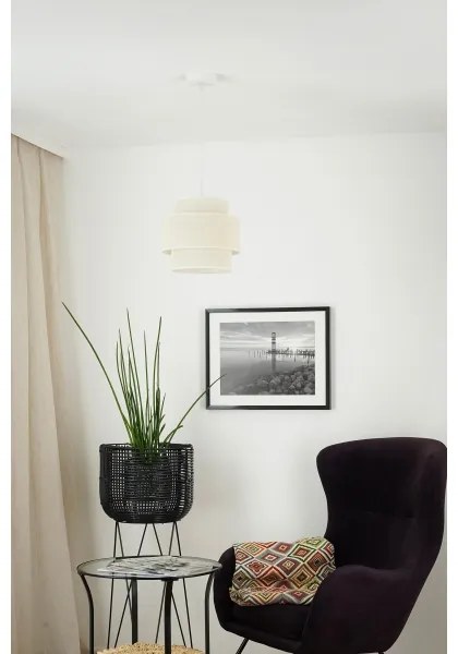 Brilagi - Lampadario a cavo SPACE YUTE 1xE27/15W/230V Ø 25 cm crema/bianco