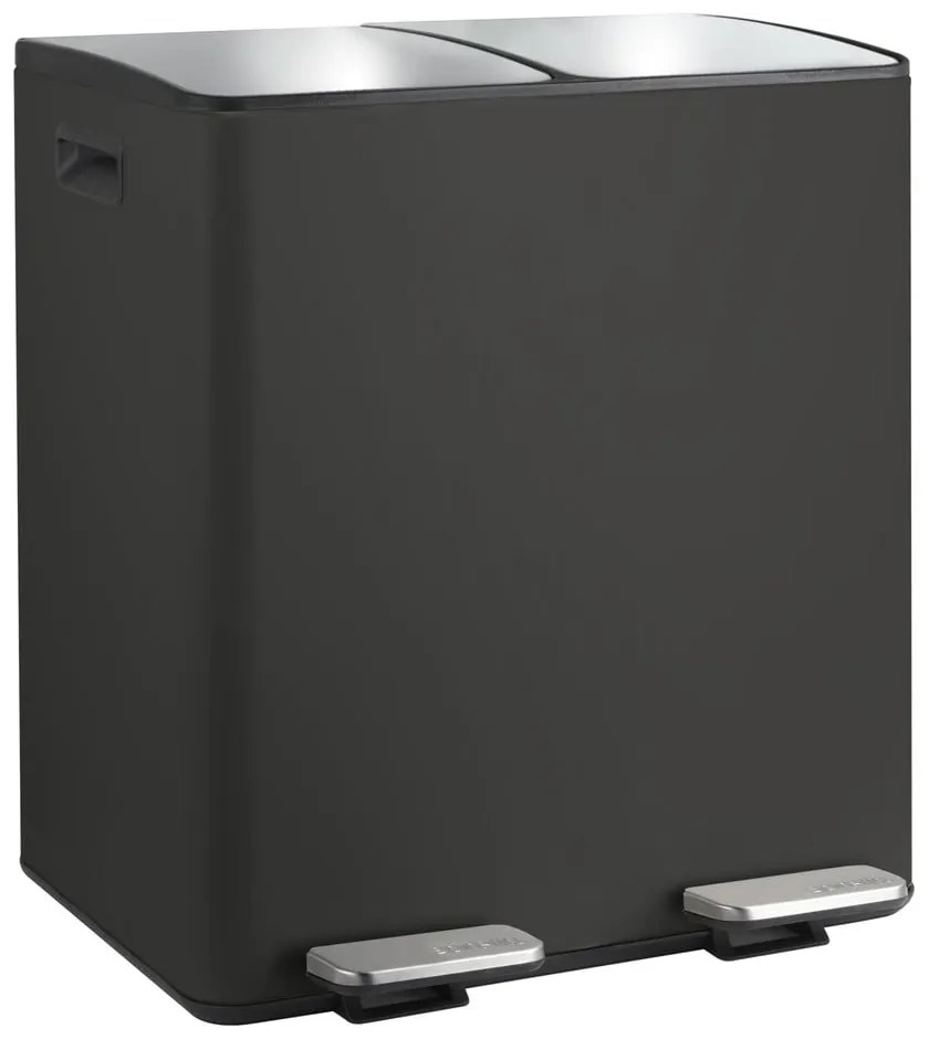 Cestino per la spazzatura nero opaco in acciaio per raccolta differenziata/con pedale 2x20 l Aliya – Spirella