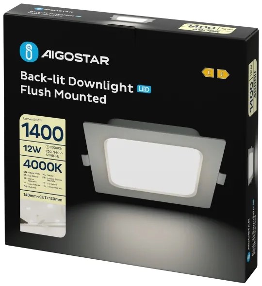 Aigostar - Lampada a incasso LED/12W/230V 4000K 17,5x17,5 cm bianca