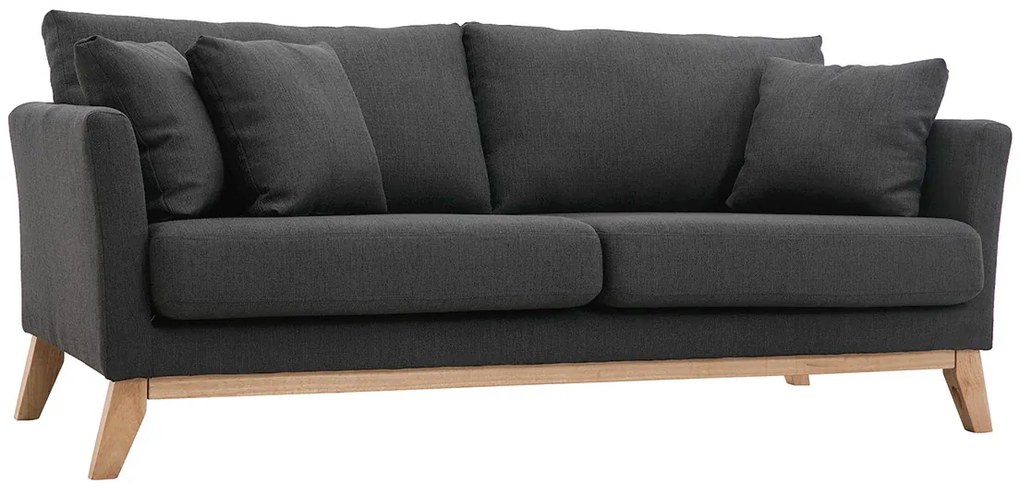 Divano scandinavo 3 posti grigio scuro piedi legno OSLO