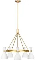 Lampadario Contemporaneo Joan Acciaio Bianco Opaco Ottone Brunito 5 Luci E27