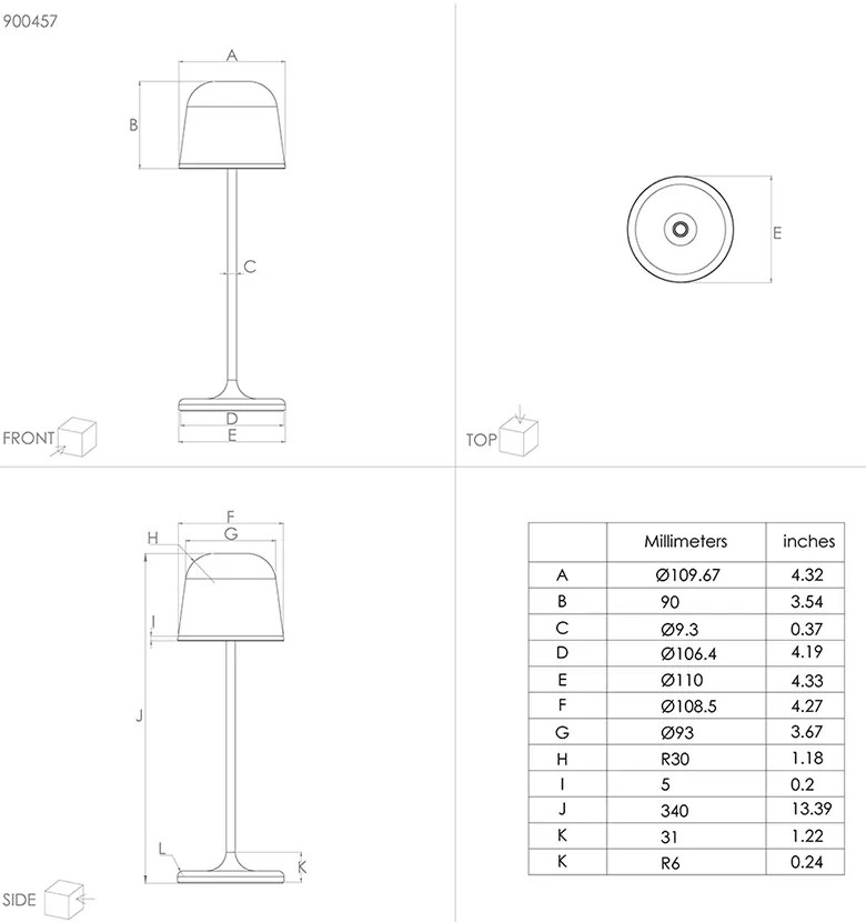 Lampada Da Scrivania Contemporanea Da Esterno Mannera Led Alluminio Nero