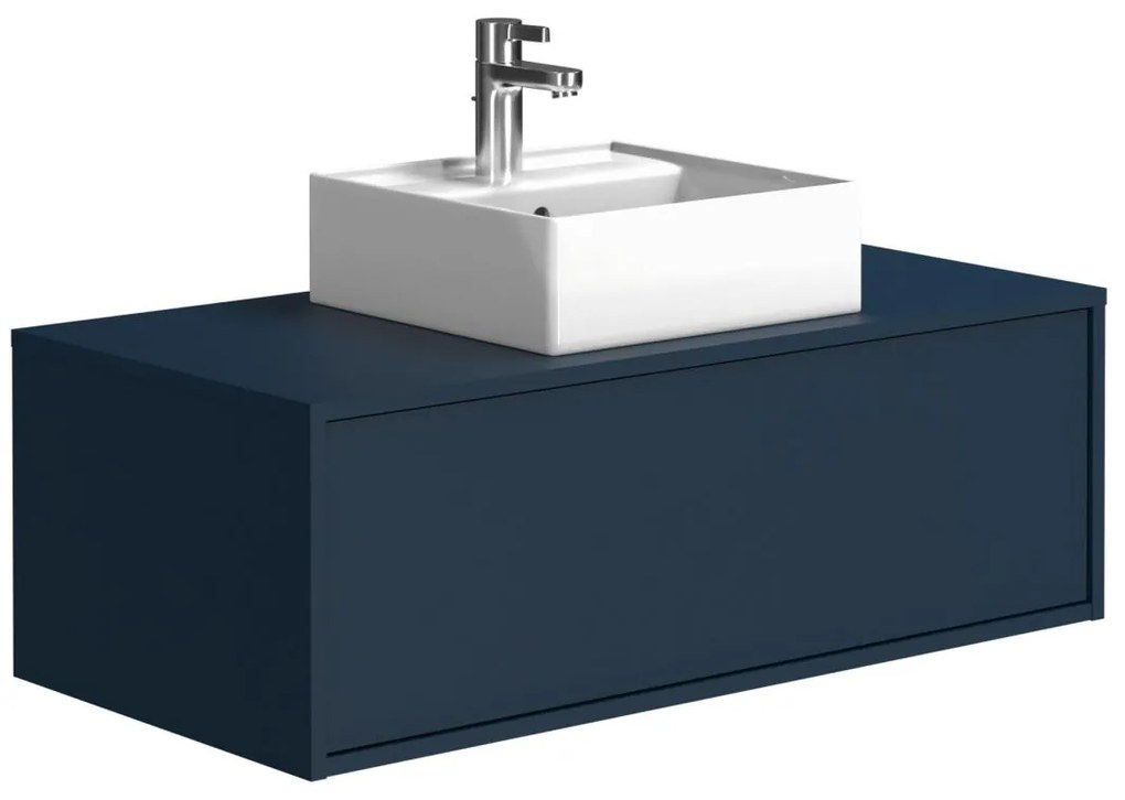 Mobile per bagno sospeso con lavabo singolo 94 cm Blu notte - TEANA II