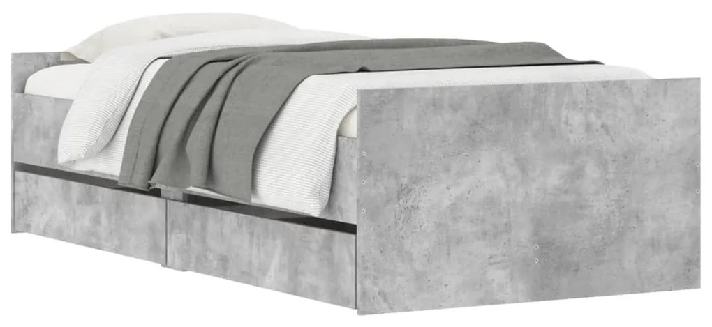 Giroletto con cassetti grigio cemento 90x190 cm