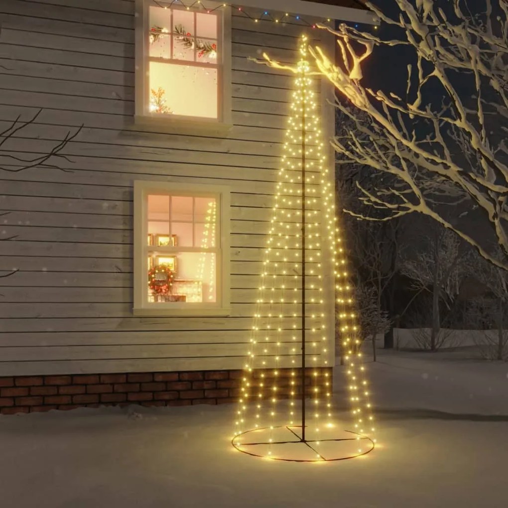 Albero di Natale a Cono con LED Bianco Caldo e Freddo, Albero di Natale a Cono Bianco Caldo 732 LED 160x500 cm