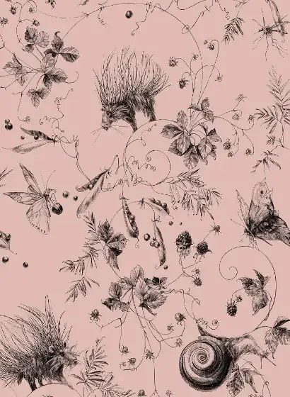 Edmond Petit Carta da parati Jardin Les Arabesques - Rose Poudré