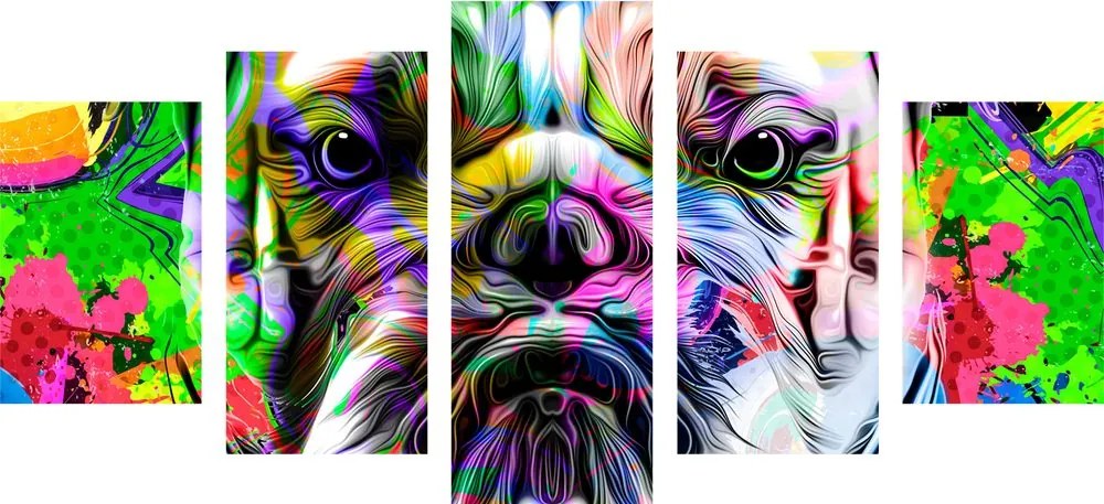 Quadri 5 pezzi – Pop-art bulldog
