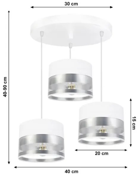 Lampadario su filo MILO 3xE27/60W/230V argento