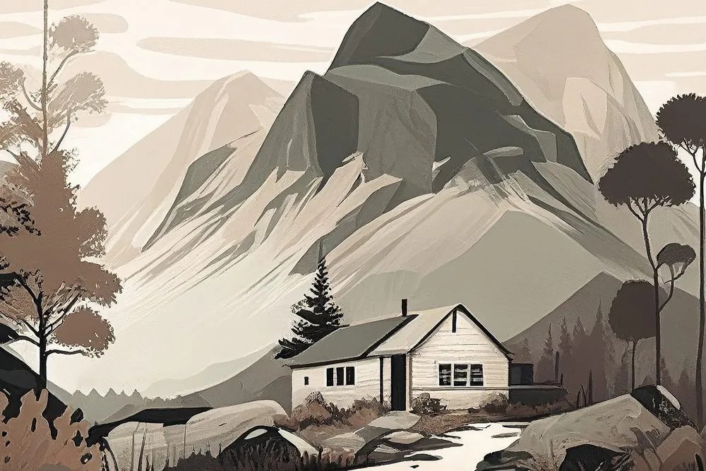 Quadro su tela – Chalet scandinavo in montagna