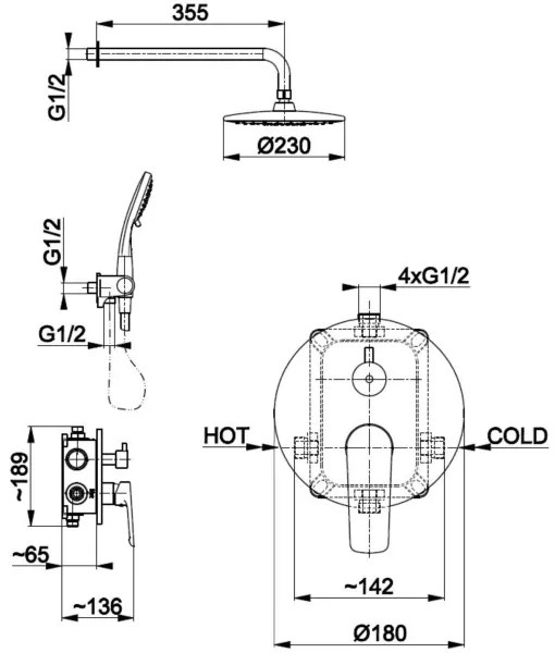KFA Armatura 5029-501-00- Set doccia con rubinetto a incasso TANZANIT cromo lucido