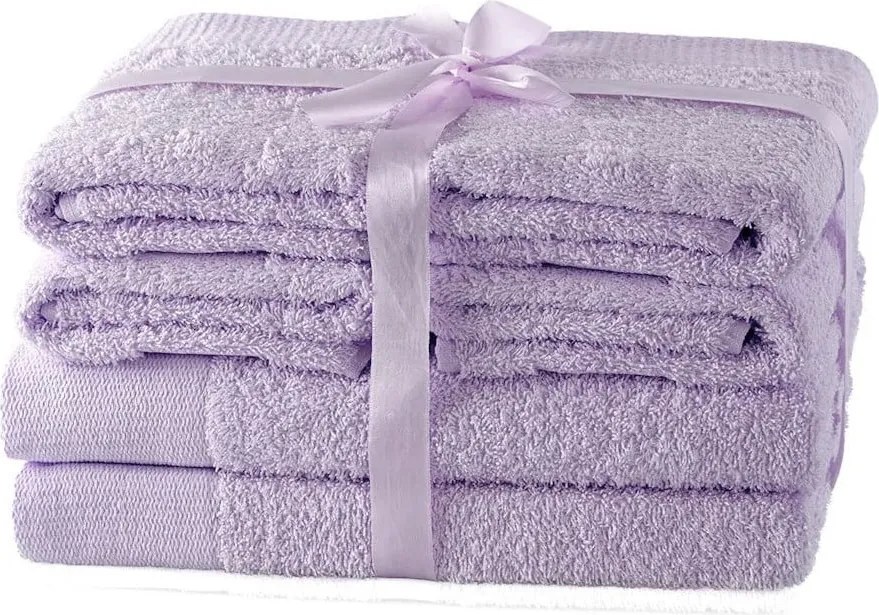 Asciugamani e teli da bagno in spugna di cotone color lavanda in un set di 6 pezzi Amari - AmeliaHome