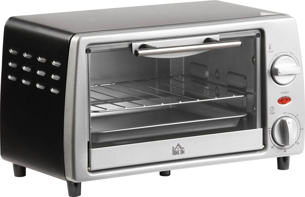 Fornetto Elettrico 750W 10 Litri con Griglia e Teglia Argento e Nero...