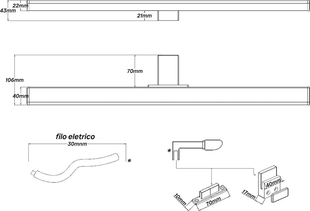 Lampada LED da Specchio 60cm 11W Stondata IP44 Tripla Installazione Colore Bianco Naturale 4.000K