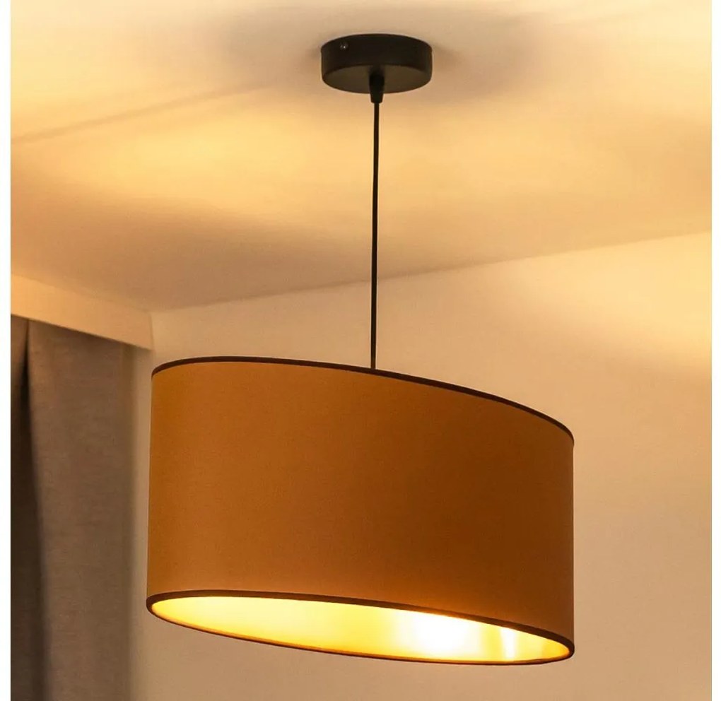 Duolla - Lampadario a sospensione con filo OVAL VEGAN 1xE27/15W/230V marrone