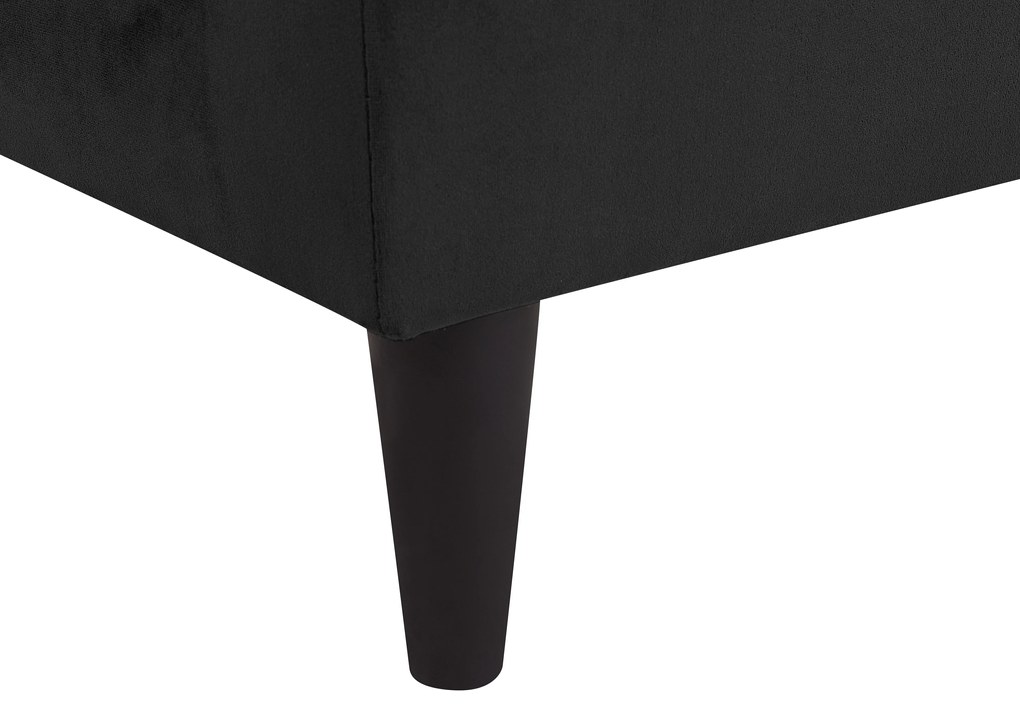 Chaise longue velluto nero e legno scuro lato sinistro LUIRO Beliani