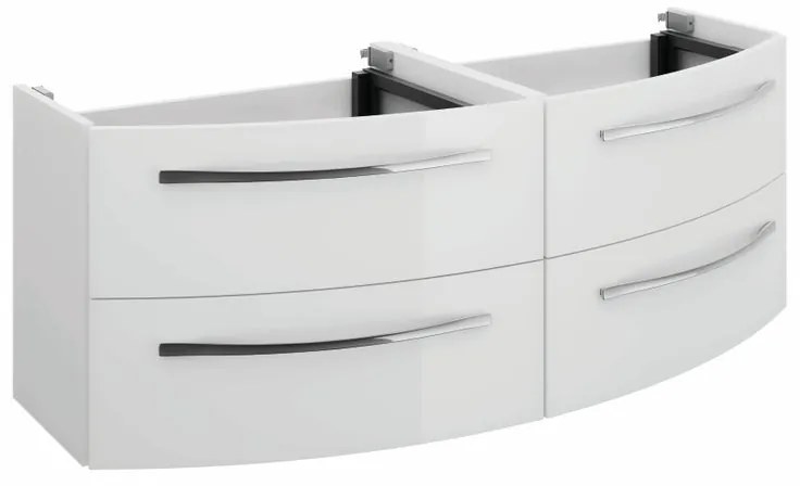 Mobile da bagno sotto lavabo PELIPAL bianco lucido L 130 x H 48 x P 48 cm 4 cassetti, lavabo non incluso