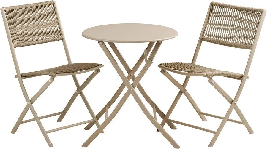 Set da pranzo da giardino beige in metallo per 2 persone Arcas – House Nordic
