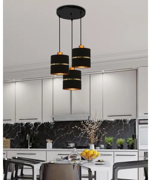 Lampadario a sospensione con filo ASSAM 3xE27/60W/230V nero