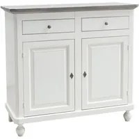 Madia credenza shabby chic bianco/grigio in legno 2 porte 104x43x98