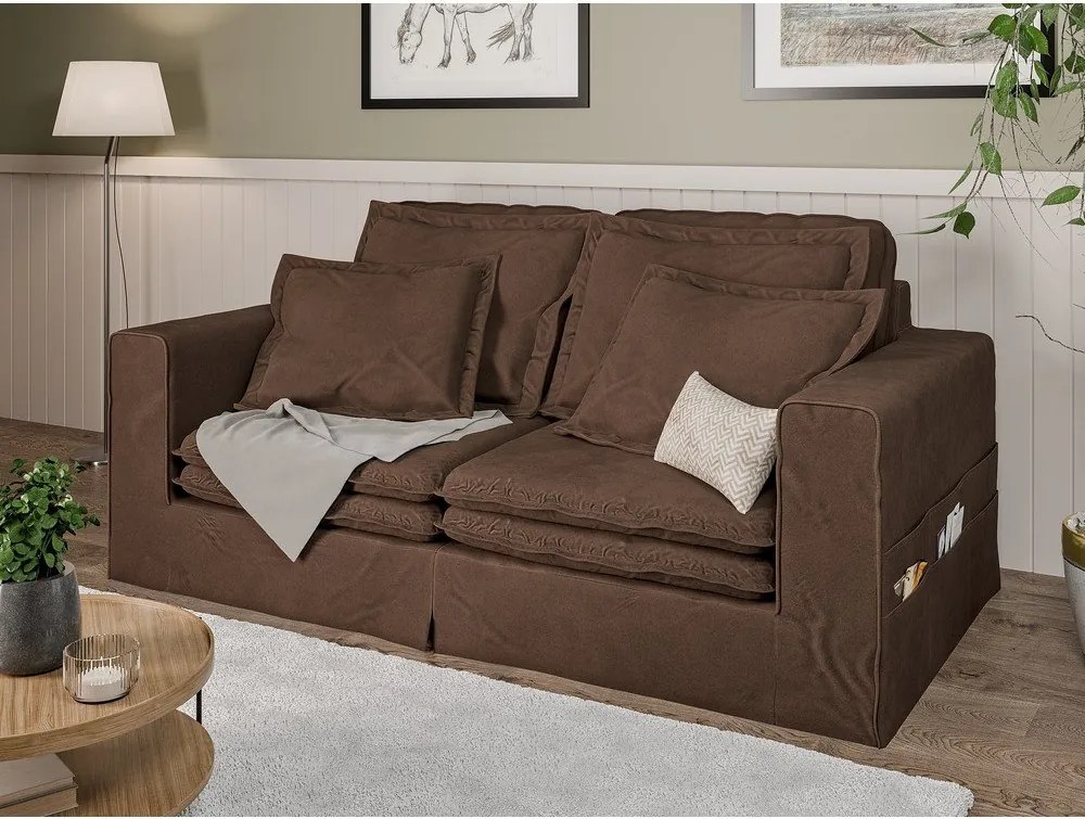 Divano marrone scuro 196 cm Nora – Ropez