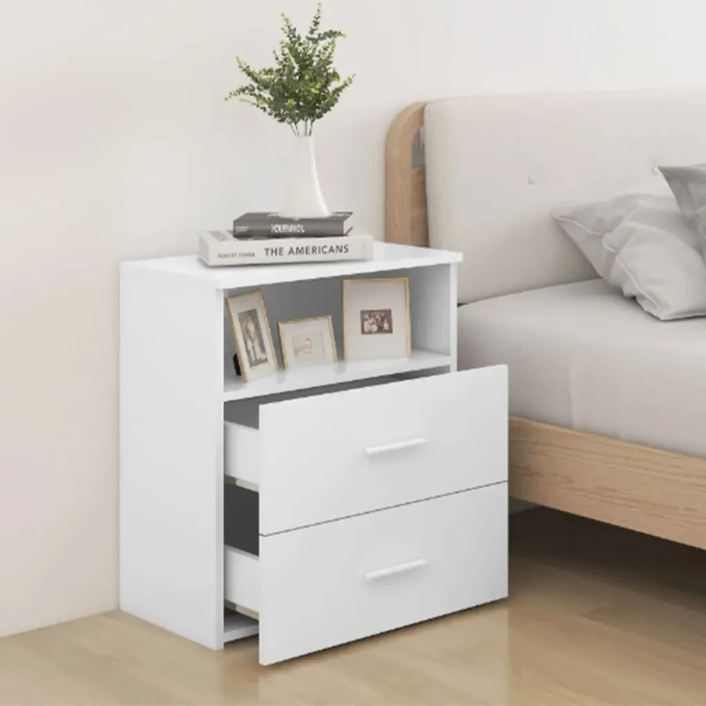 Comodini 2 pz bianchi 50x32x60 cm