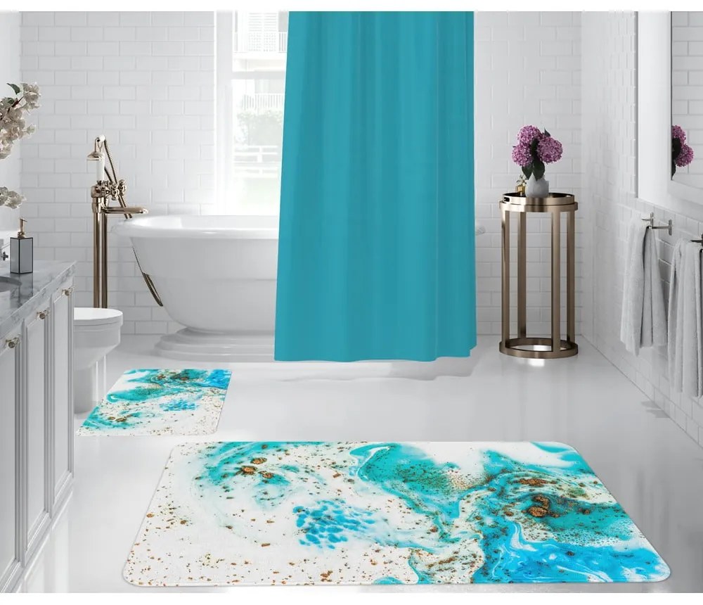 Tappetini da bagno bianchi e blu in set di 2 pezzi - Oyo Concept