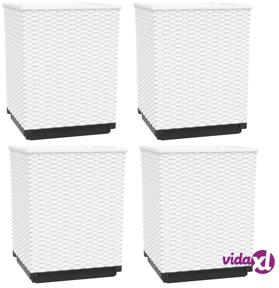 vidaXL Fioriere 4 pz Bianche 30x30x37 cm in Polipropilene