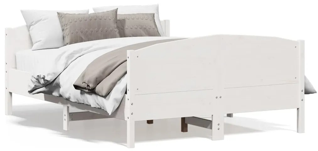 Letto Senza Materasso Bianco 140x190 Cm Legno Massello Di Pino /