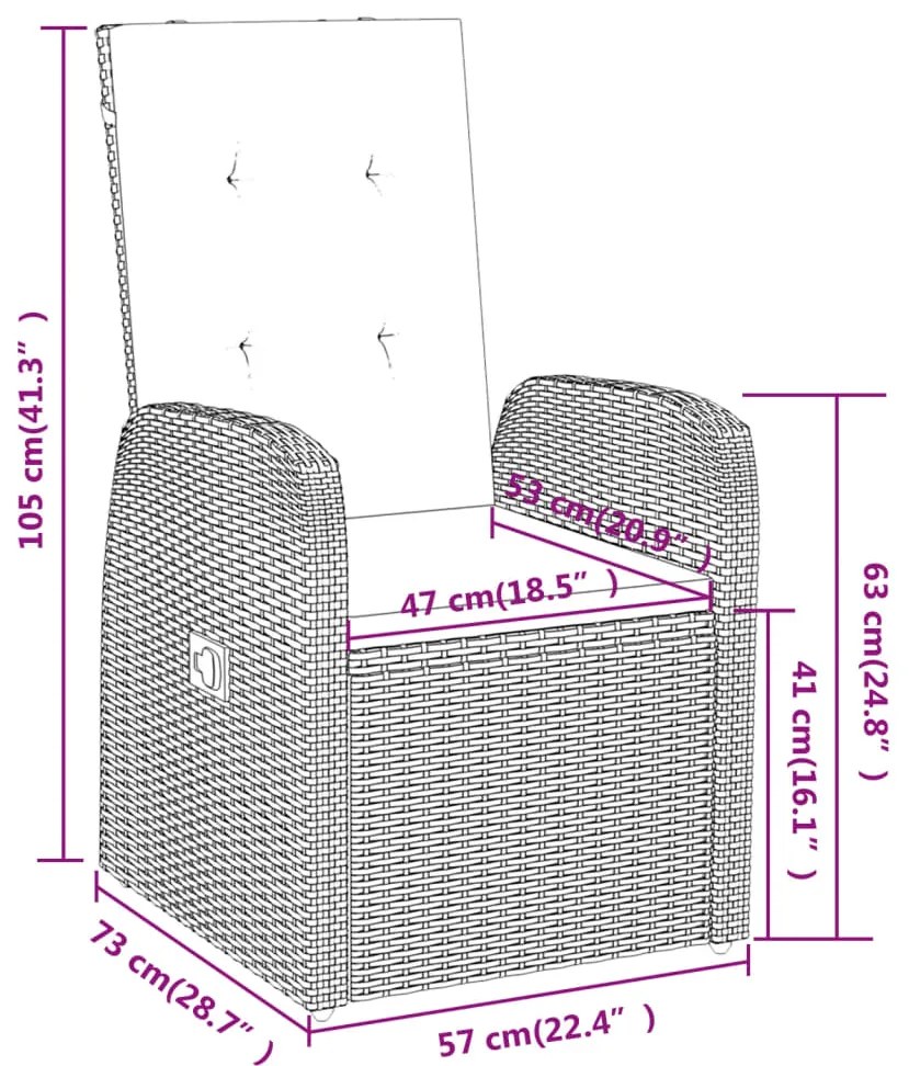 Set da Pranzo da Giardino 7 pz con Cuscini Grigio