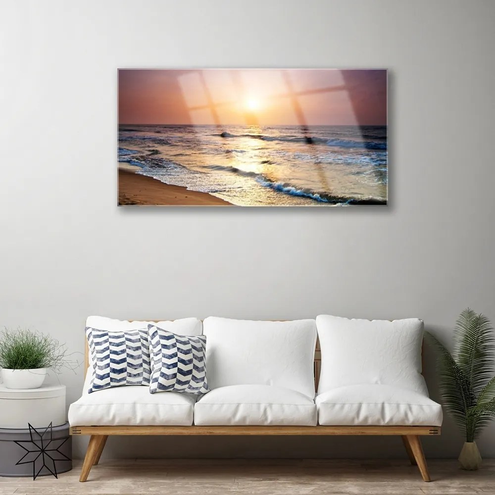 Quadro vetro Mare spiaggia sole paesaggio 100x50 cm