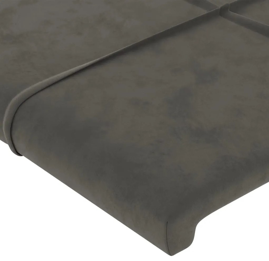 Testiera ad orecchio grigio scuro 183x23x78/88 cm in velluto