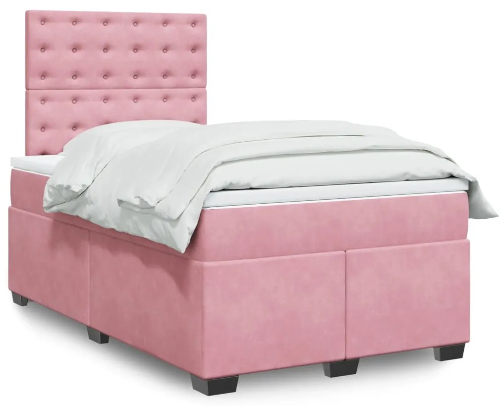 Giroletto A Molle Con Materasso Rosa 120x200 Cm İn Velluto /
