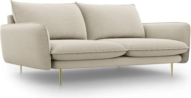 Divano Vienna 3 posti in tessuto strutturato con gambe oro - L200cm