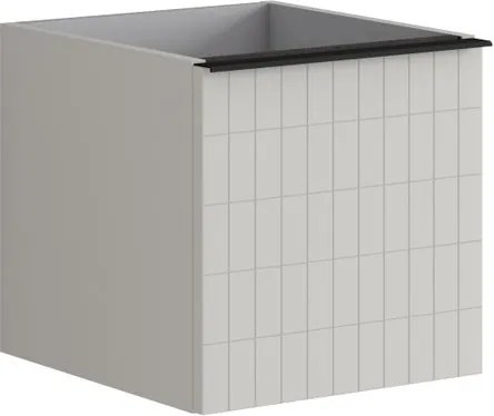 Cassettiera Pixel con 1 cassetto frontale Grid laccato opaco Beige Greige e maniglia alluminio nero opaco L.40 H.40 P.45,5 cm.