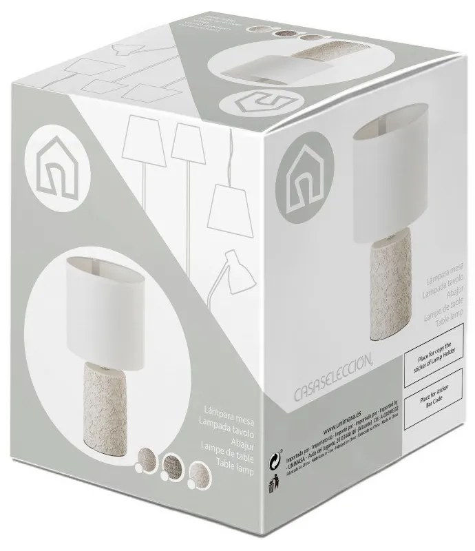 Lampada da tavolo marrone con paralume in tessuto (altezza 33,5 cm) - Casa Selección