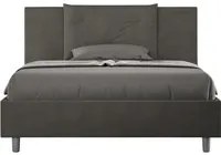 Letto imbottito Matrimoniale francese 140x200 cm Appia - Contenitore,Microfibra,Grigio