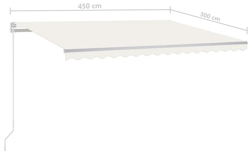 Tenda da Sole Retrattile Automatica con Pali 4,5x3 m Crema