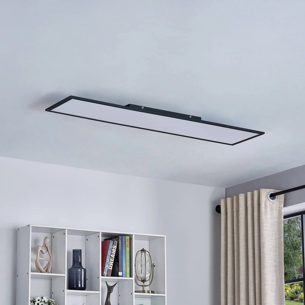 Pannello LED Lindby, nero, 120 cm, CCT, dimmerabile, telecomando