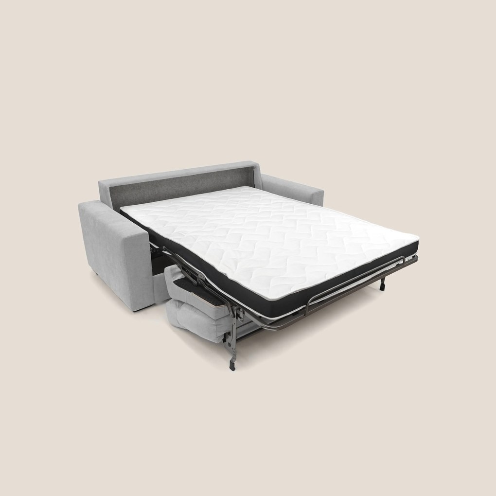 Nikita Divano letto matrimoniale con schienale morbido alto e rivestimento T02 grigio chiaro