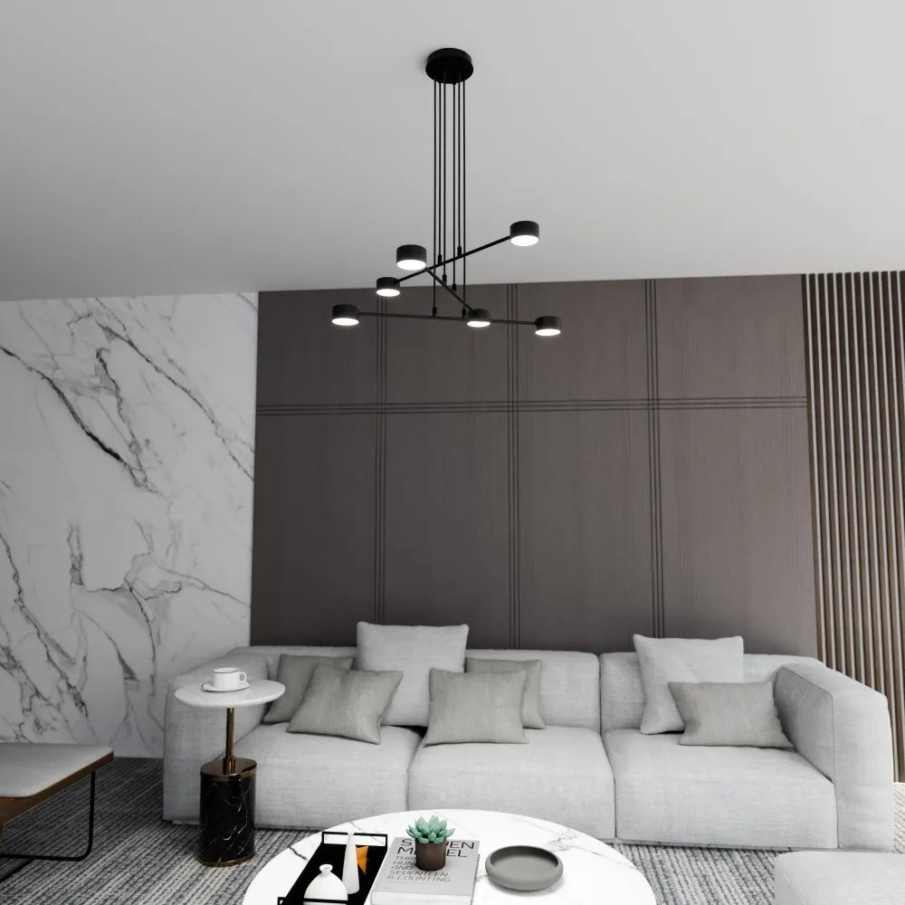 Lampadario a Sospensione in Acciaio GX53 MODUS 6 Nero 6xGX53 Colore del corpo Nero