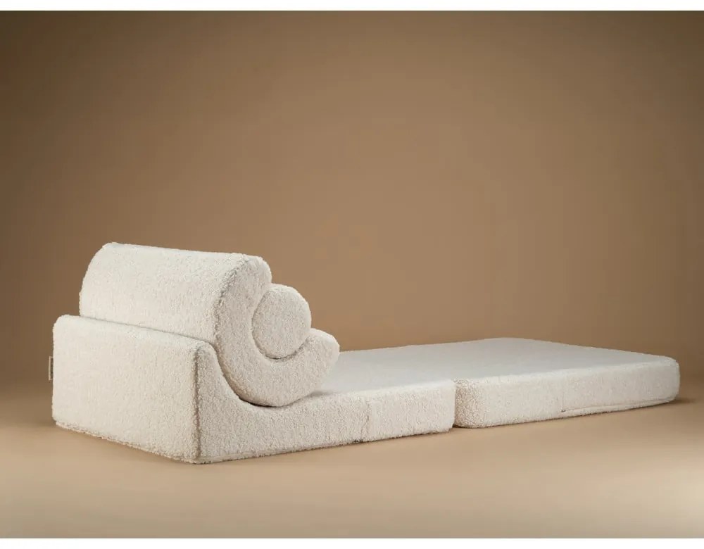 Poltrona per bambini color crema con rivestimento in bouclé Flipster – Wigiwama