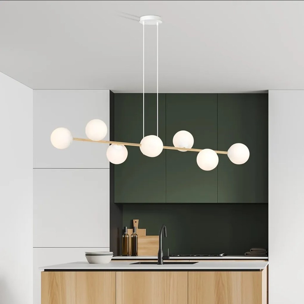 Lampadario a sospensione GRAVITY 8 Nero/Bianco e Oro 8xE14