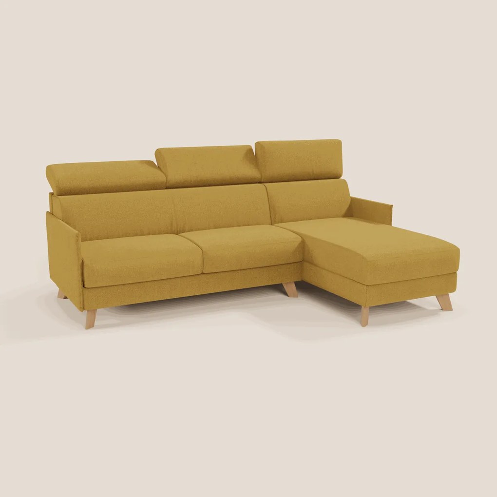 Sole Divano letto matrimoniale angolare con penisola contenitore e poggiatesta reclinabili - tessuto smacchiabile T23