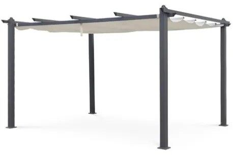 Pergola 3x4 In Alluminio Gazebo Antracite Telo Copertura Scorrevole Ecrù